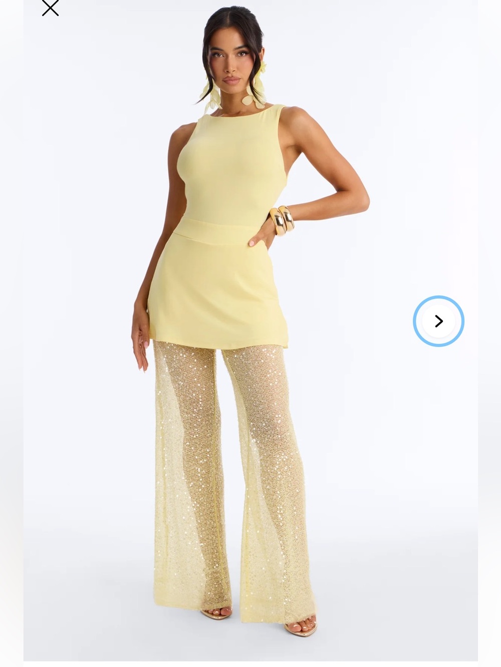 NWT Mari Knit Sequin Jumpsuit - Yellow Small